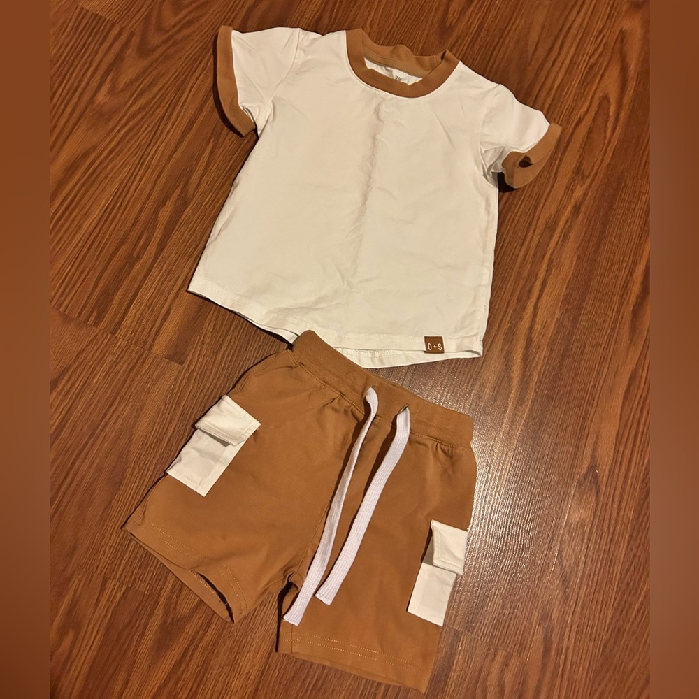 Olive + Scout Tan Short Sleeve Top and Shorts Set